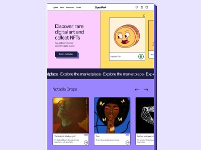OpenSea Landingpage Redesign | NFT marketplace blockchain colorful crypto icons8 landingpage marketplace minimal modern nft marketplace nfts opensea redesign token ui ui design ux ux design web web design website