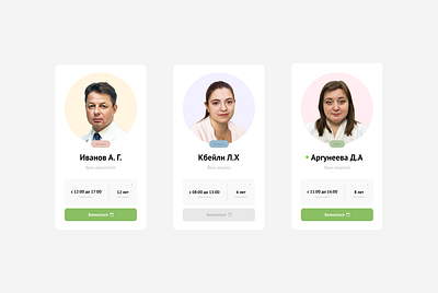 Clinic Personnel Cards Redesign cards clinic doctor medical ui ux web