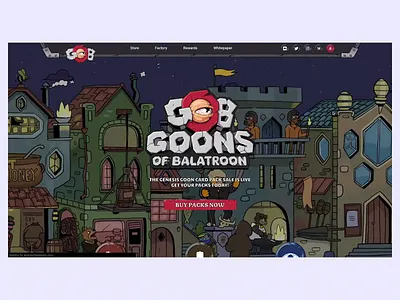 Goons of Balatroon home page animation blockchain card game gob goons of balatroon home page landing mobile nft token web