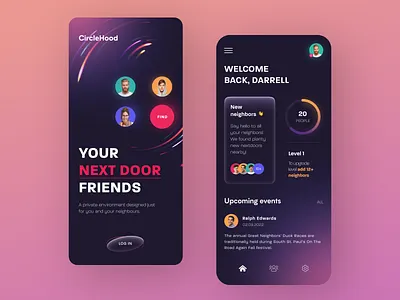 CircleHood Mobile application design halo lab interface startup ui ux