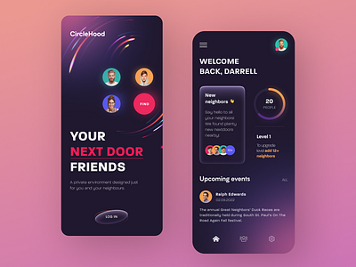 CircleHood Mobile application design halo lab interface startup ui ux