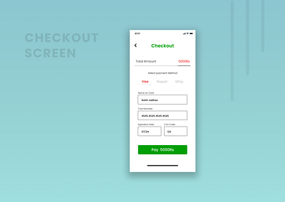 Checkout Screen app design figma mobile ui uiux userinterface ux