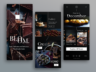 BLOOM. handmade chocolate app cafe chocolate classic design eat food logo mobile modern photo restaurant sweet ui website