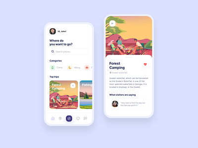 Travel App app app design booking clean destination app minimal reviews tour tourism tourism app travel travelling trip ui