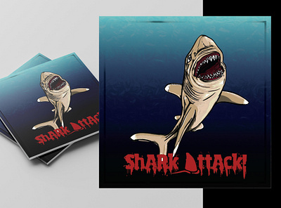 Shark Game Card graphic design illustration line art tshirt design vector vector design