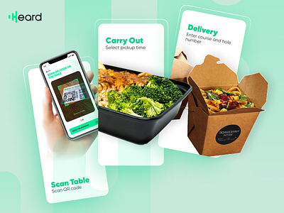 Heard - Mobile App application black branding clean delivery design food full product graphic design green illustration ios logo minimal minimal logo restuarent ui user experience user interface ux