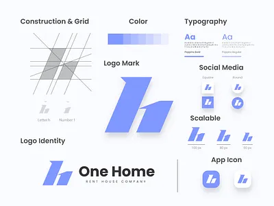 One Home Logo best logo branding clean logo creative logo design flat color logo graphic design iconic logo logo logo design minimal minimal logo minimalist logo monogram logo rent house rent house logo rent logo simple logo vector vector logo