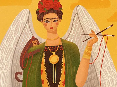 Female artist Frida Khalo artist characters frida frida khalo illustration mexican painter procreate texture textured woman power