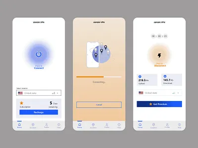 Jahan VPN app design flat illustration minimal ui ux vpn mobile app
