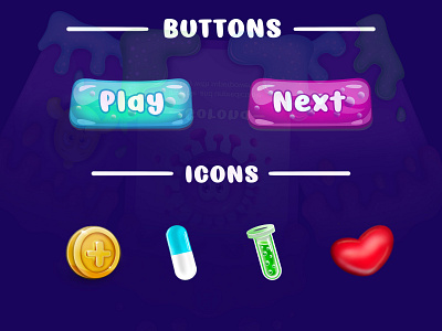 Buttons. Game UI for card game "Cell World" 2d 2dart 2dgame buttondesign buttons conceptart design gameart gameassets gamedesign gamedev gameui icon icondesign illustration logo next play uiux