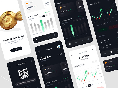 Cryptocurrency App 2022 acechallenge bank bitcoin color crypto cryptocurrency dark version design dotchallenge eth freelance ios money nft trade ui uiux ux wallet