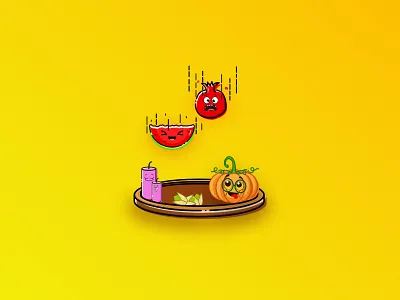 Yalda accelerator affinity designer art design cartoon design fruit funny graphic design illustration logo mbestyle vector vegetables yalda