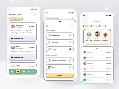 Homework App android app ask card clean course design education homework ios laerning login mobile profile question scan snap ui