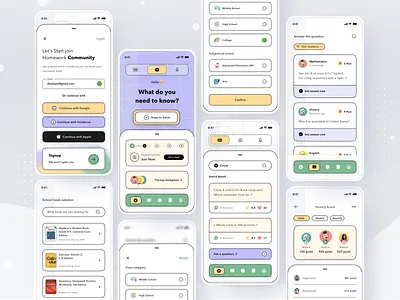 Homework App app ask card clean design education homework ios mobile profile question school students teach teacher ui