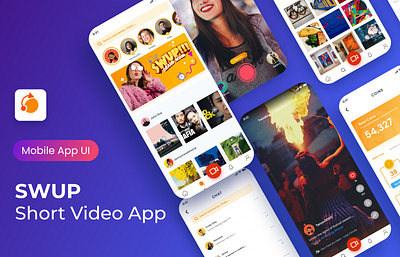 SWUP Short Video - Mobile UI app branding design designer graphic design hire me illustration short video app ui ux design