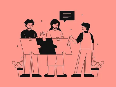 Teams Illustrations 👩‍💻👨‍💻🤝 character collaboration colorful design illustration kapustin linear office outline project puzzle resources set team team work teammates vector work