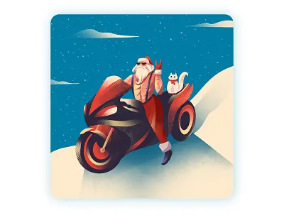 Badass Santa and his meow meow 2022 artwork badass bold book cover cat christmas editorial editorial illustration graphic design holliday illustration ipad pro kitten magazine cover new year procreate procreate art santa santa claus