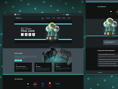 Soccer Playstation Competitions Web app ahmed mahdy app application competitions dark dark mood design football landing page playstation soccer ui upload vs website