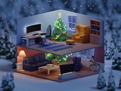 Christmas 2021 2021 3d b3d blender christmas cycles doodle illustration isometric modelling render tree