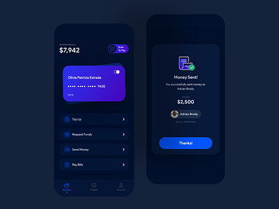 E-Wallet & Payment App balance bill cash credit card dark mode finance financial fintech mobile app design mobile ui money payment receipt transactions ui ux uidesign uiux uiux design uiuxdesign wallet