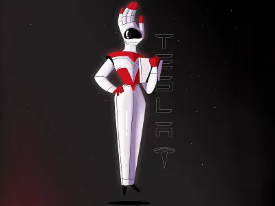 Iran Talent #The right hand of Elon Musk👩‍🚀 2d character 2d illustration 3d branding character characterdesign design elon musk flatdesign illustration illustrator mars space ui