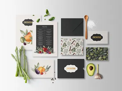 Restaurant Branding project branding design graphic design hand painted illustration logo presentation project restaurant watercolor