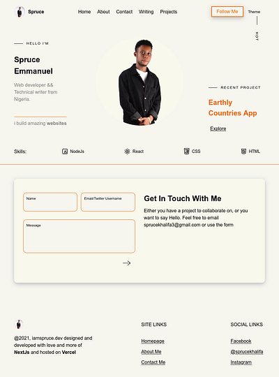 Personal website hero design landing page minimal portfolio