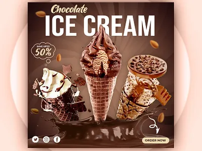 Ice Cream Social Media Post or Banner design ad adobe photoshop advertisement banner advertising banner banner design colorful creative design food food banner gradient graphic design ice cream ice cream banner instagram social social media social media post template