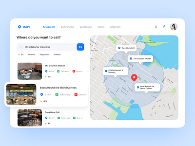 Place Finder Maps food finder gmaps google maps hotel finder leaflet maps uiux website