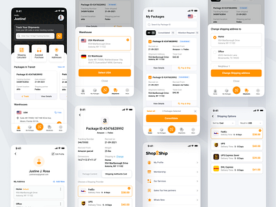 Shop2ship Mobile app application assistance clean colour design fedex interface mobile app profile shipping tracking ui ux design ups ux vishnu ccj wireframe