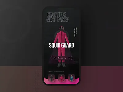Squid Game Store - mobile app interaction flow concept 3d 3danimation aftereffects animation darkmode darkui gameapp gameui interaction mobileapp motion graphics squidgame ui