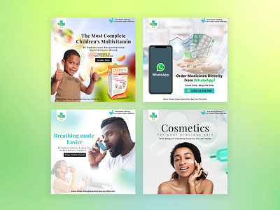 Medi Pharmacy Social Media Posts -v2 branding color design graphic hasnainebrahim logo medicine graphics pharmacy graphics psd pune social media graphics