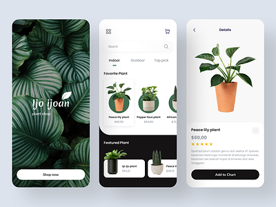 Ijo ijo - Plant Shop Mobile App appdesign clean design ecommerce exploration mobileapp plant platshop shop splashscreen ui uidesign uiux