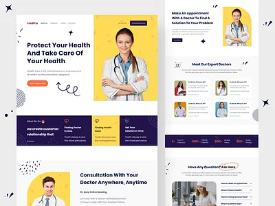 Medika Online Doctor Landing Page design boitech clinic consultancy consultation doctor app doctors dotpixelagency health healthcare hospital landing page medical medical website medicine mental health pharmacy telemedicine uix web design webapp