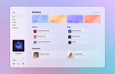 Podcast app Glassmorphism exploration app card concept dashboard design glassmorphism gradient play playlist podcast streaming ui uidesign ux uxui webapp webdesign