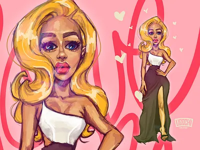 Barbie 96650856 barbie blonde doll fashionnova girly huion kamvas illustration painting wacom woman