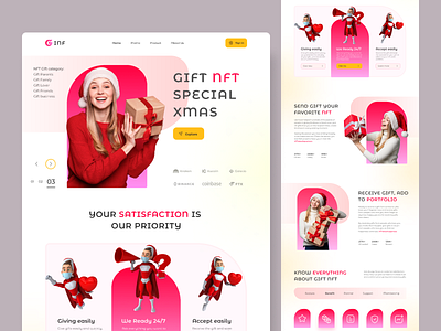 GINF Landing Page - Gift NFT Platform best christmas crypto design gift holiday landingapge merry modern nft popular trend ui uidesign uiux