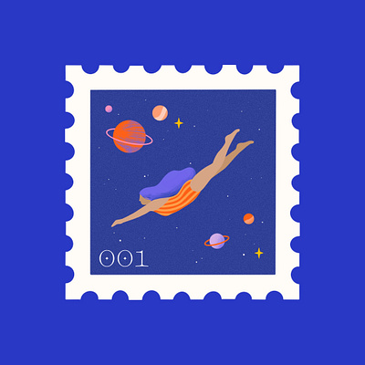 Floating through space design flatillustration icon illustration procreate stamp vector