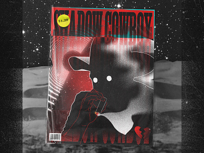 DAY 015: SHADOW COWBOY SMOKE BREAK alien branding character cigar comic cover cowboy dark design drawing figure graphic novel illustration logo portrait saloon sci fi smoke space western