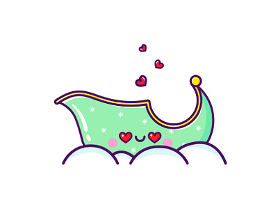 Kawaii Sleigh cartoon cute hearts illustration kawaii love sleigh snow winter
