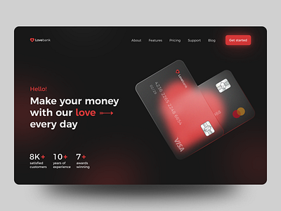 Lovebank — Сredit Card Service | Landing page concept design gradient olegromashov payment