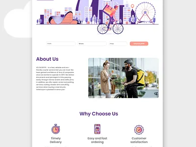 Landing Page Design | Velokuryer courier service delivery figma landing page ui ui design ux web design website design xd