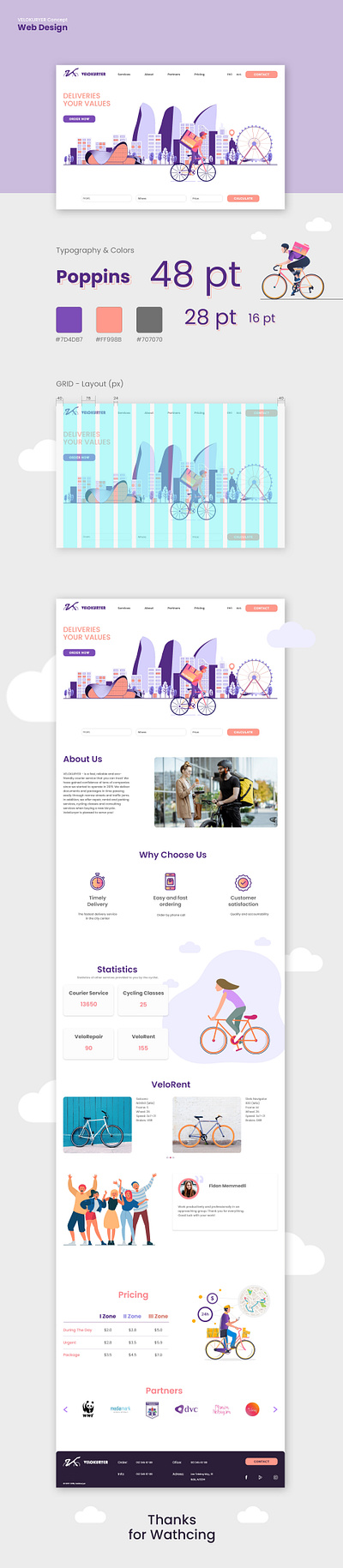 Landing Page Design | Velokuryer courier service delivery figma landing page ui ui design ux web design website design xd