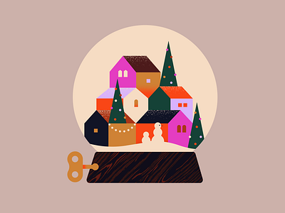 Safe Holidays christmas christmaslights christmastree colorful flat glass holidays houses illustration season snow snowball snowglobe snowman texture tree winter wood