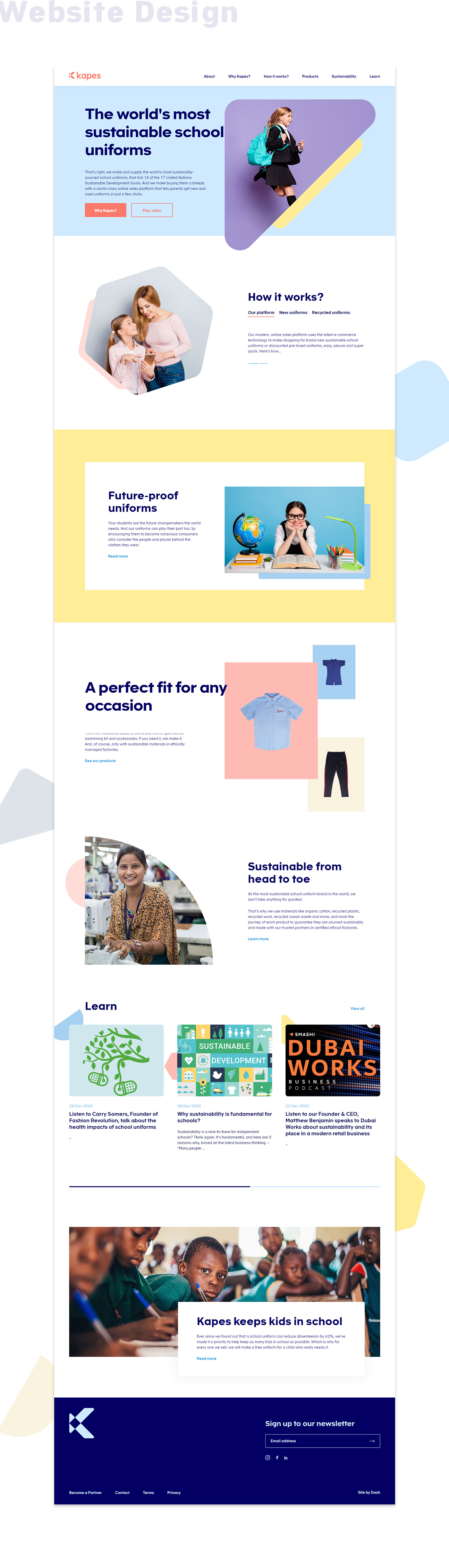Example of Website Design - Kapes: Sustainable School Uniforms