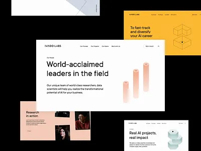 Ivado Lab website (Showreel) after effects ai animation artificial intelligence colorfull design illustration landing page minimal motion prototype service typography ui ux web web design