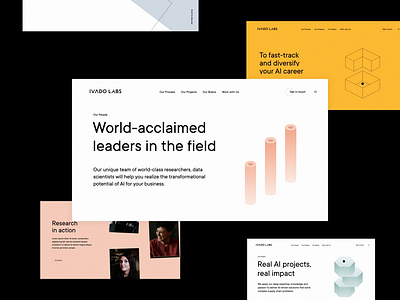 Ivado Lab website (Showreel) after effects ai animation artificial intelligence colorfull design illustration landing page minimal motion prototype service typography ui ux web web design