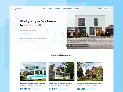 HomeLivin - Real Estate Website Landing Page apartment building design house landing page properties real estate realestate ui ux web web design website