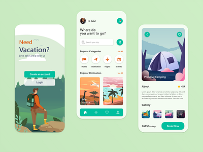 Travel Service App Design app booking app design illustration mobile tour tourism app travel travel mobile app traveling trip ui ux vacation