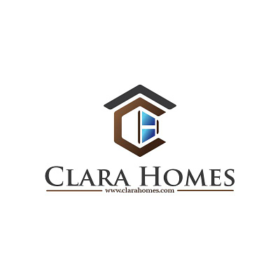 Logo Clara Homes branding brown clara graphic design hexagon home homes logo modern real estate simpel unik white